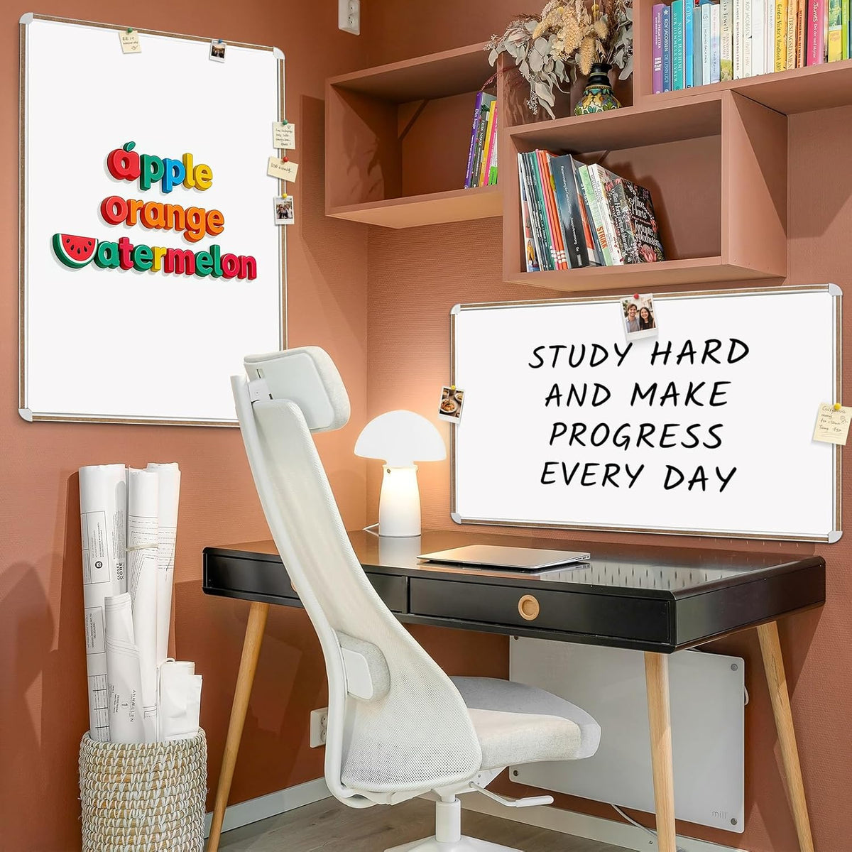 Large Magnetic White Board for Wall,Aluminum & Cork Strip Frame Whiteboar...