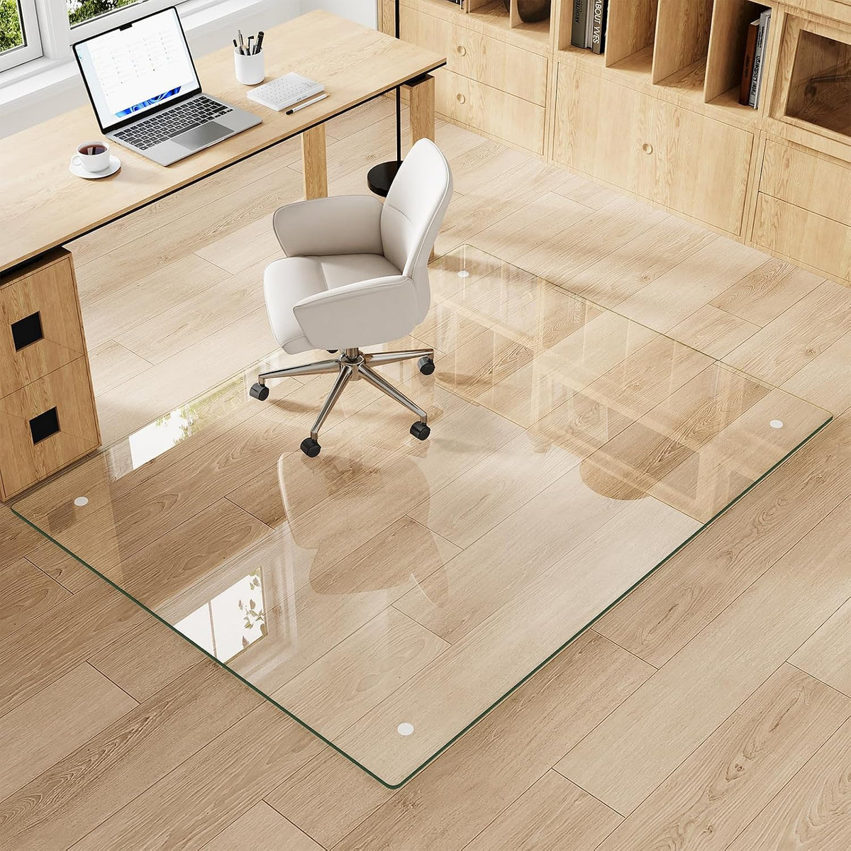 46" x 55" Tempered Glass Chair Mat for Carpet & Hard Floors