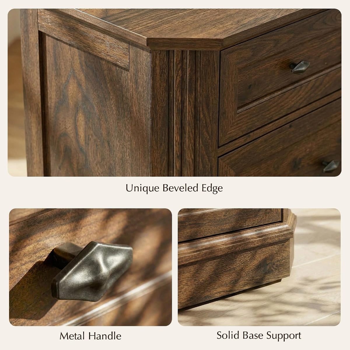Farmhouse 9 Drawers Walnut Dresser for Bedroom, 63.07" Wide Chest of Dra...