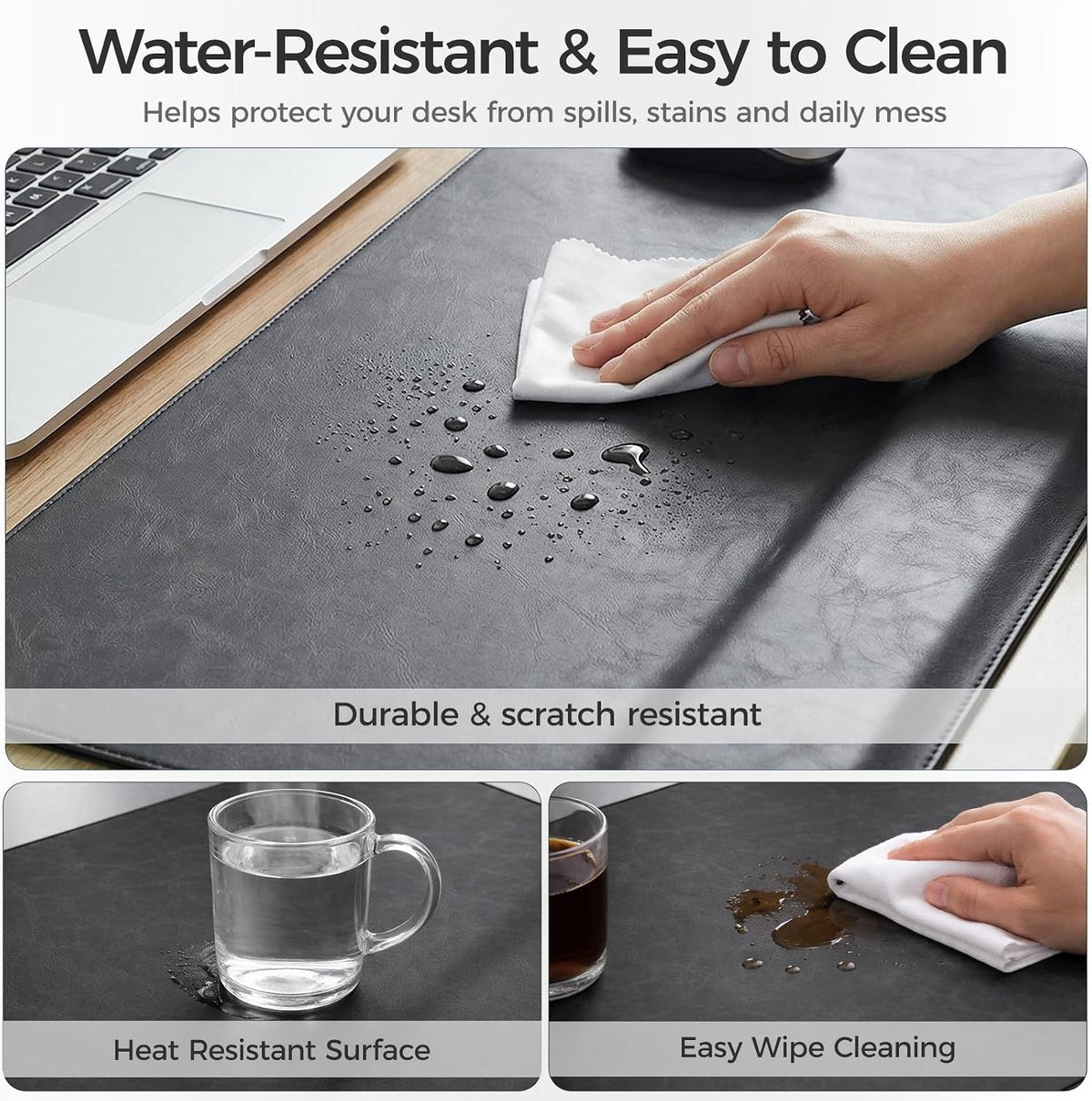 Magnetic Desk Mat System with Wrist Support 80×40cm, Premium Leather Desk Pad...