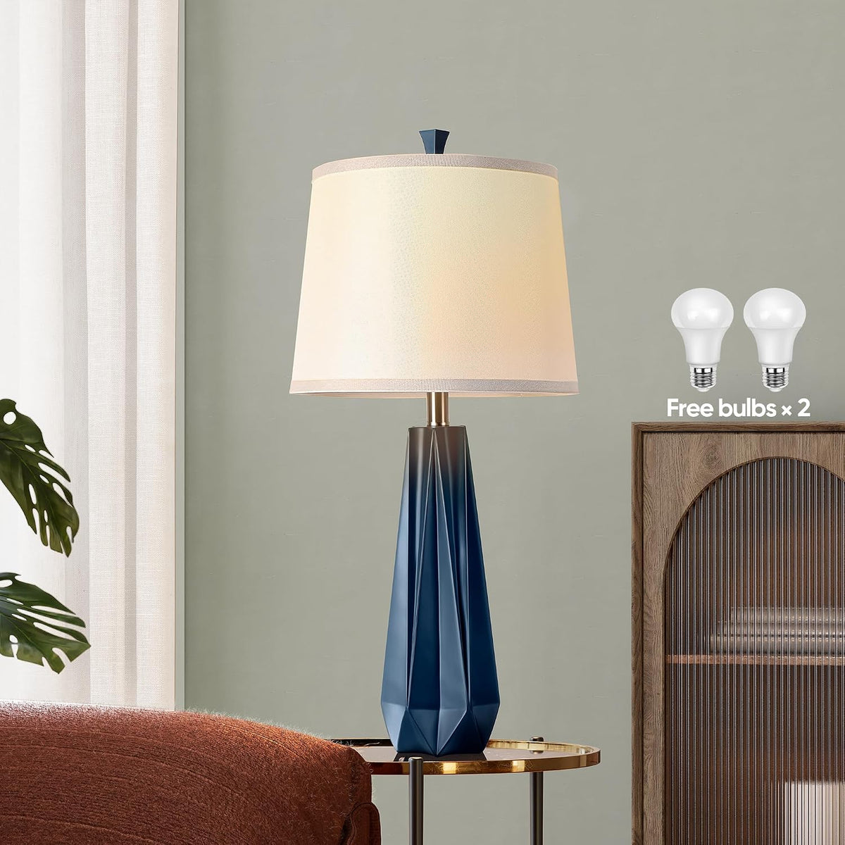 WIHTU 27'' Navy Blue Resin Table Lamps, Desk Lamps with 3 Color Tempe...