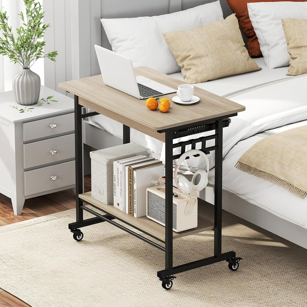 Tangkula Rolling Computer Desk Cart with Keyboard Tray, Mobile Portable Lapto...