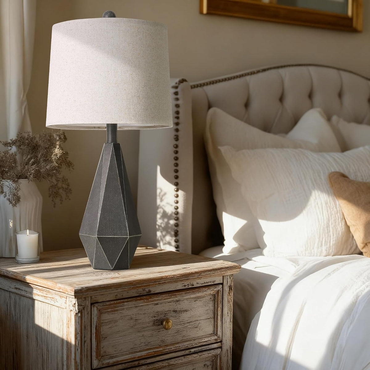 PoKat 23'' Table Lamps Set of 2 for Living Room Bedroom, Farmhouse Be...