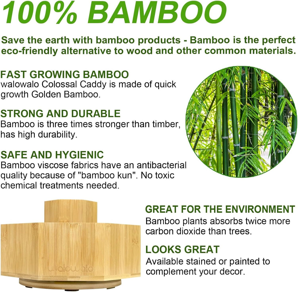 walowalo Bamboo Rotating Art Supply Organizer Caddy Holds 800+ Pencils Spinni...