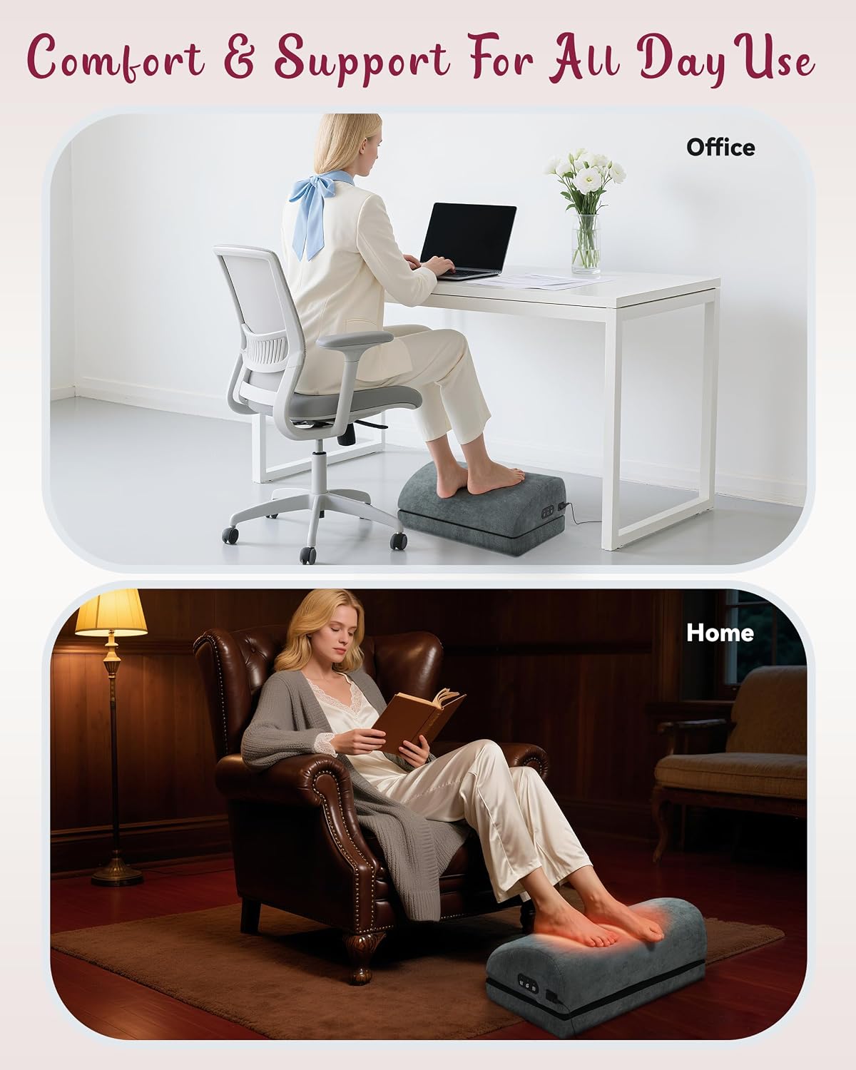 Heated Foot Rest for Under Desk at Work, Foot Stool,Gifts