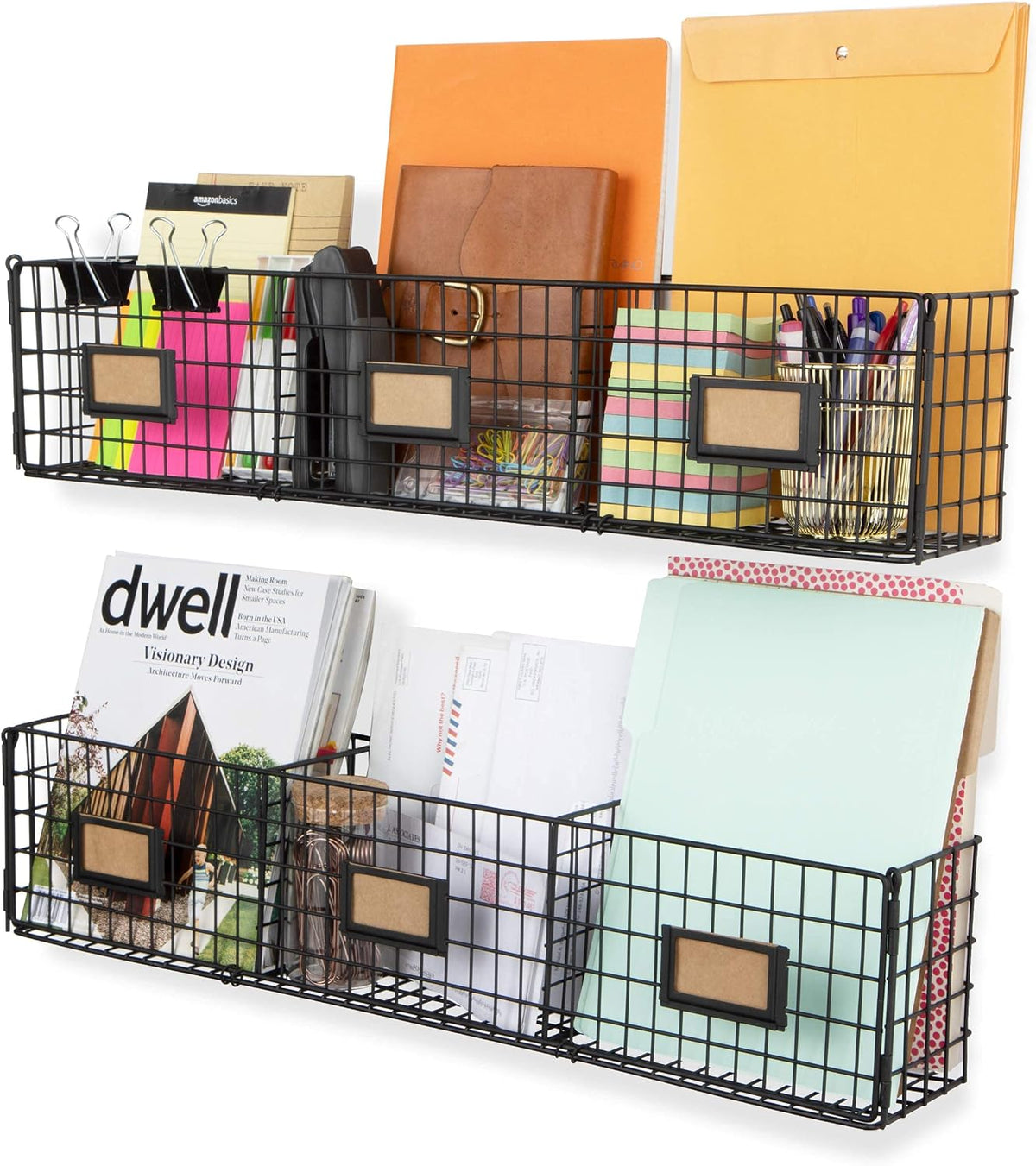 Amalfi Hanging File Folders Office Desk Organizer Wall Mount Wire Basket Stor...