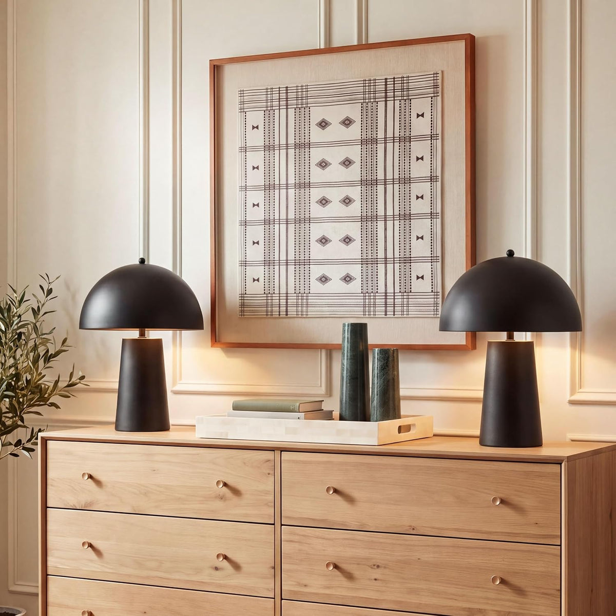 SAFAVIEH Serra Table Lamp Set of 2, 17.75" Modern Black TBL4634A-SET2