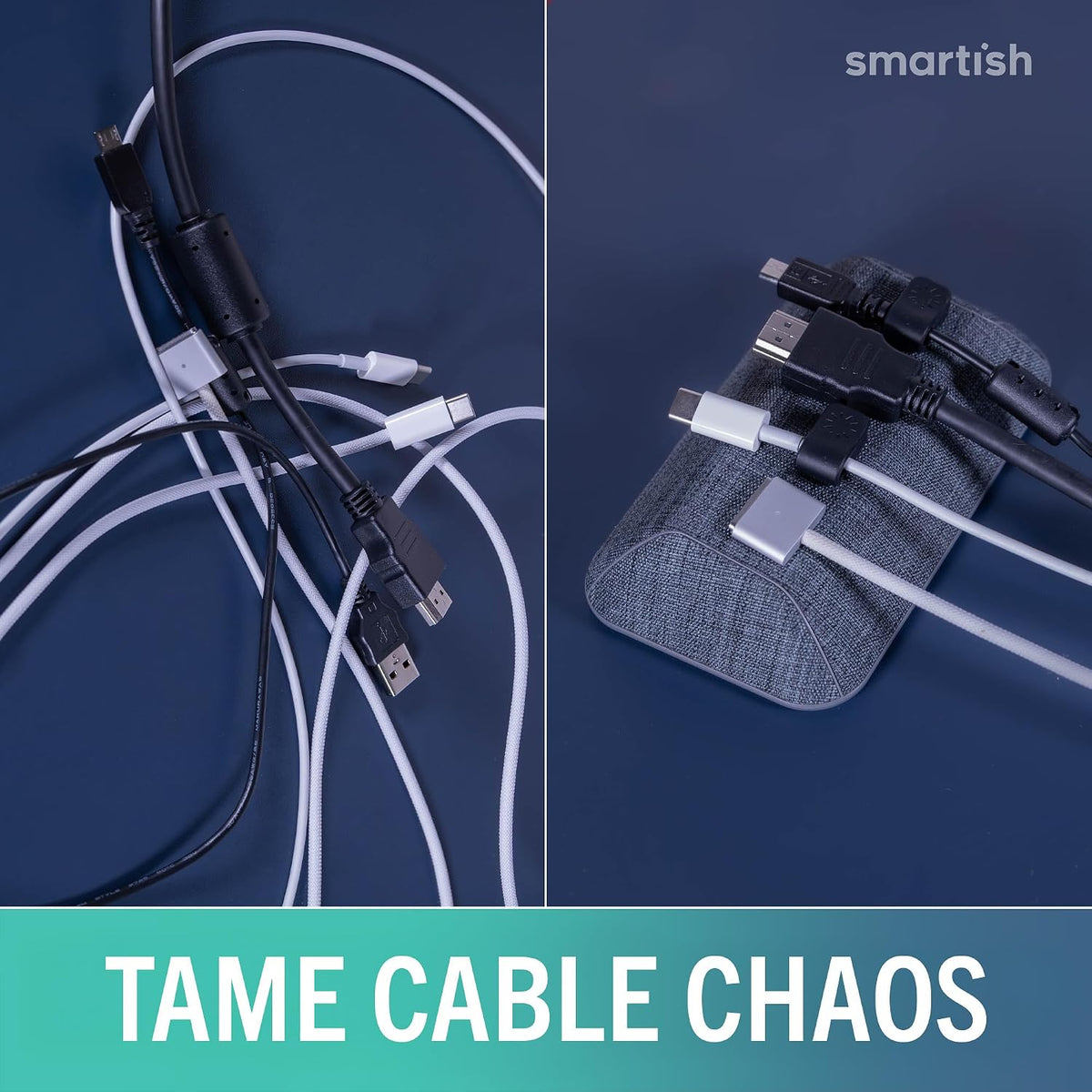 Smartish Magnetic Cord Holder, Bigger Cable Wrangler, Office Desk Organizer