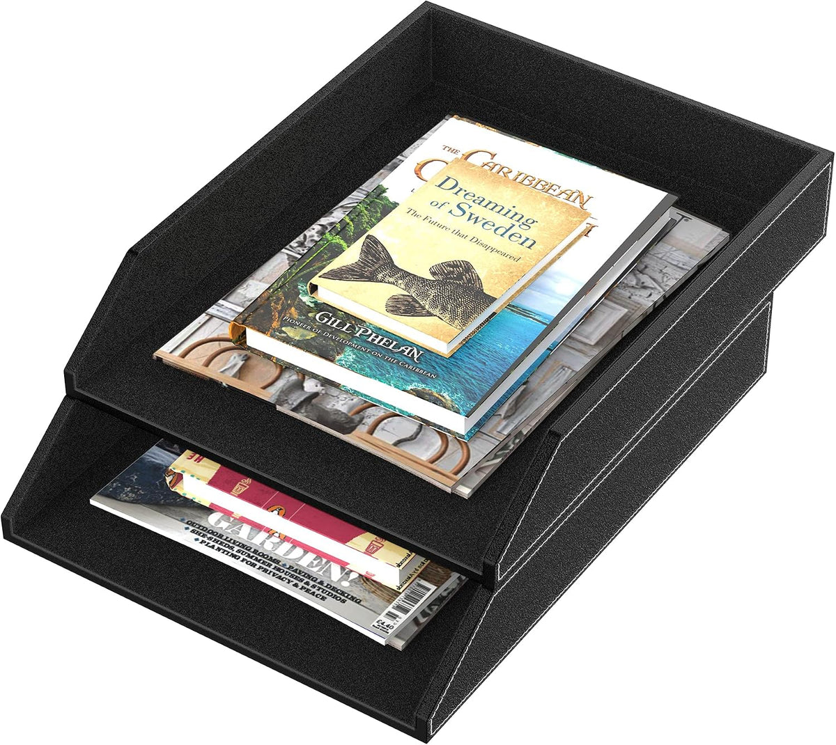 Leather Letter Tray, Thipoten Stackable Desk Organizer Holder for Office Supp...