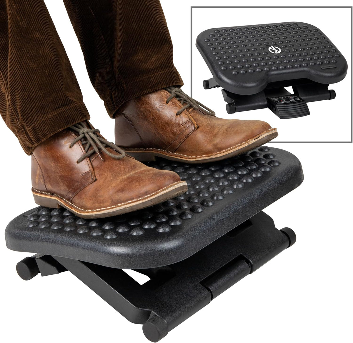 Mind Reader Foot Rest, Under Desk at Work, Ergonomic, Height Adjustable, Offi...