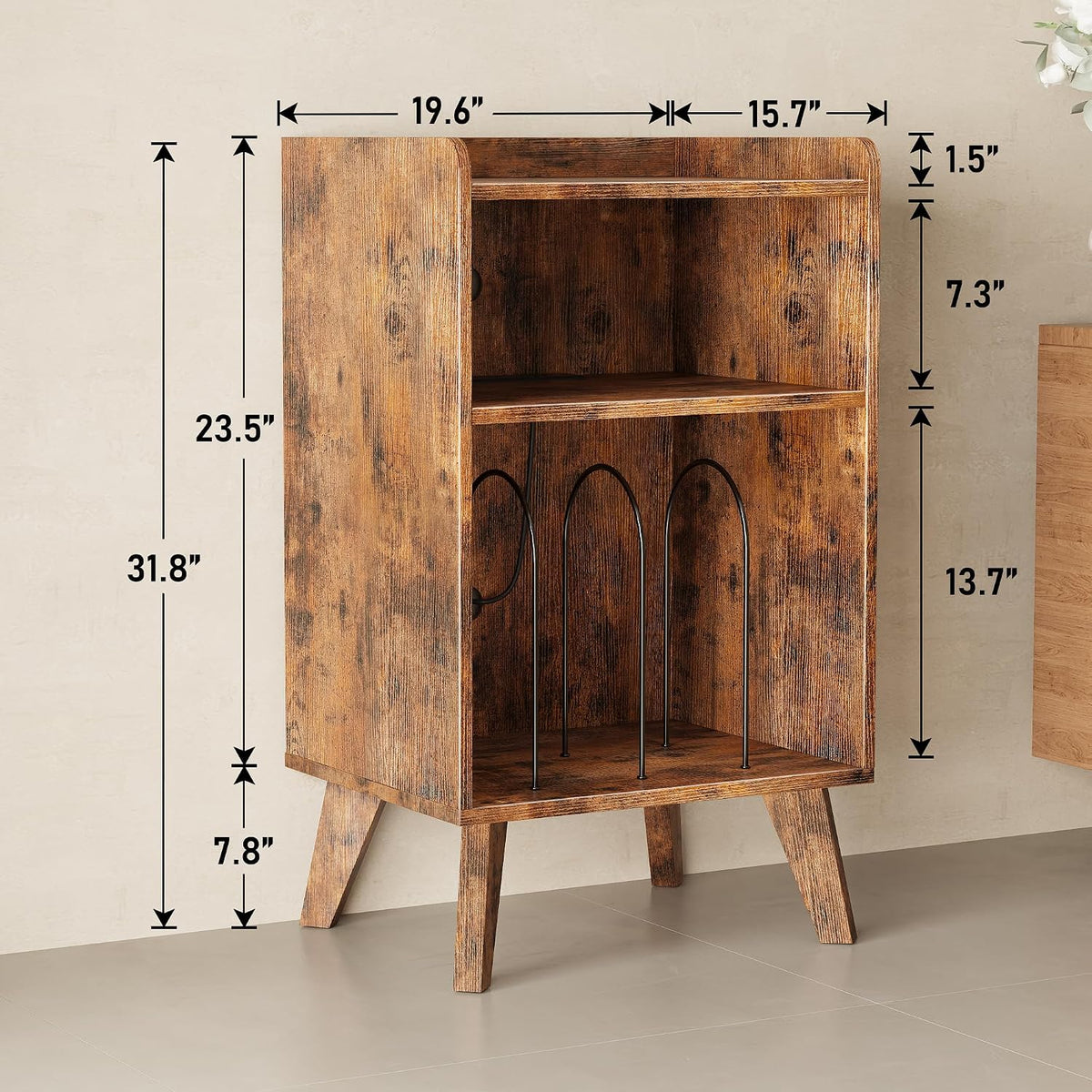 Record Player Stand, Turntable Stand with Record Storage and Charging Station...