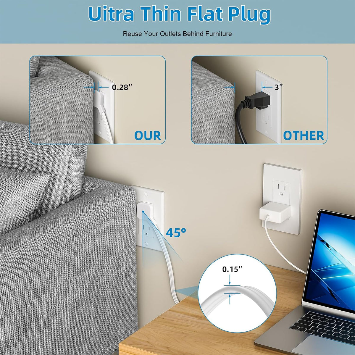 in Wall Cable Management Kit,Recessed Outlet Box for Wall Mount TV, Outlet Re...