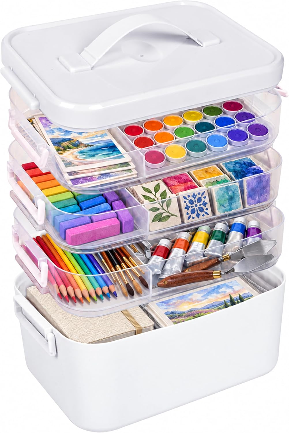 16 QT Art Supply Storage Organizer, 4-Tier with Removable Trays