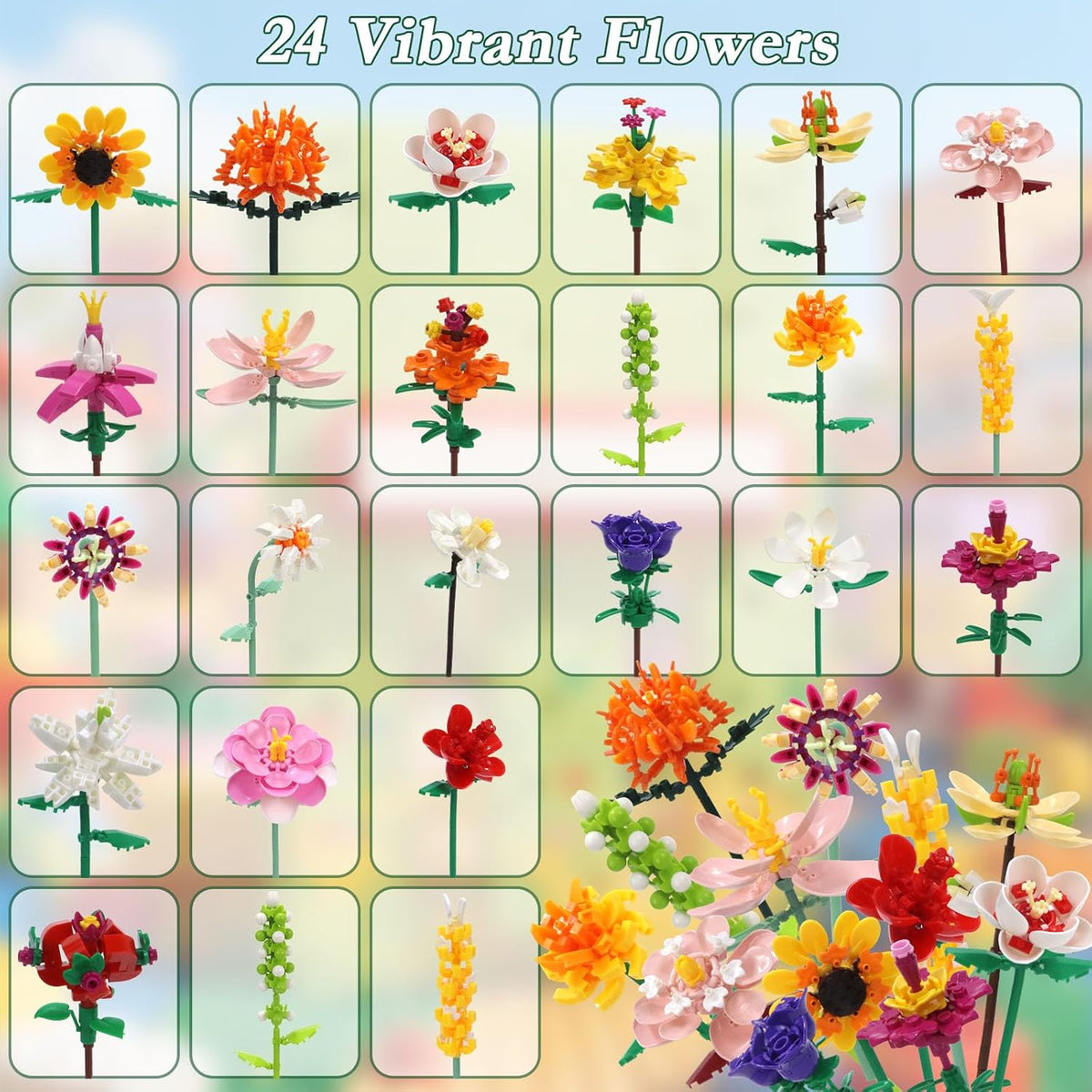 Flower Advent Calendar 2026 – 24-Day Christmas Countdown Building Set