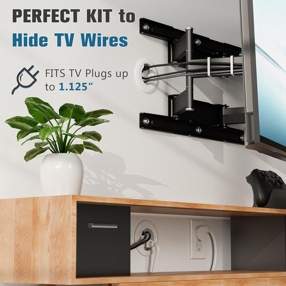 in Wall Cable Management Kit, Power & Low Voltage Wire Organizer with Hol...