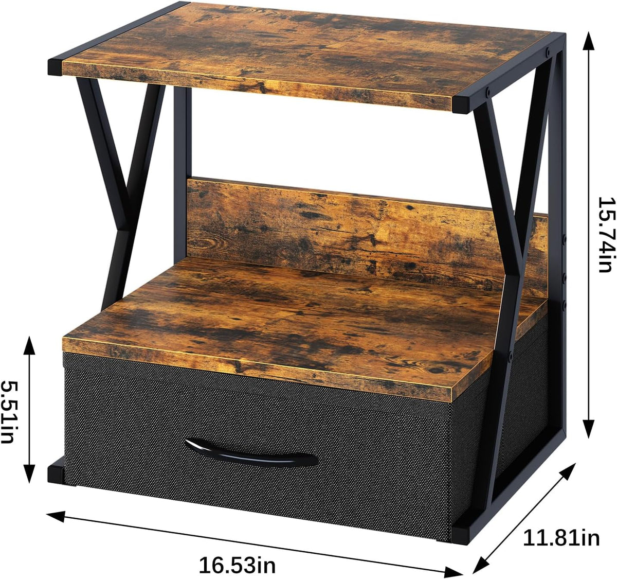 aboxoo Printer Stand for Desk with Storage Drawer, 2 Tier Desktop Or UnderDes...