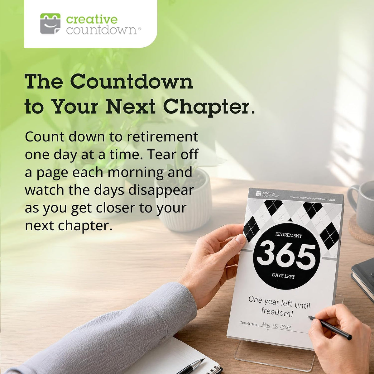 Retirement Count Down Calendar - 5.75"x3.75" - Black and White Tear...