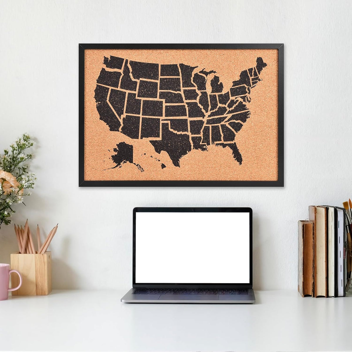 Cork Board United States MAP, USA Travel Tracker Map Bulletin Board