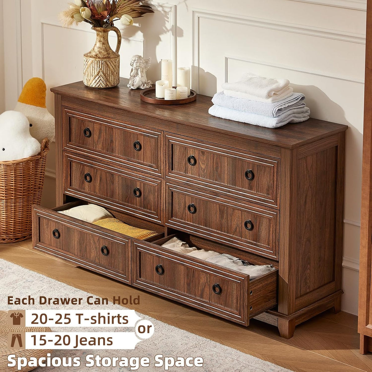 Joaxswe 54'' Dresser for Bedroom, Farmhouse 6 Drawers Dressers