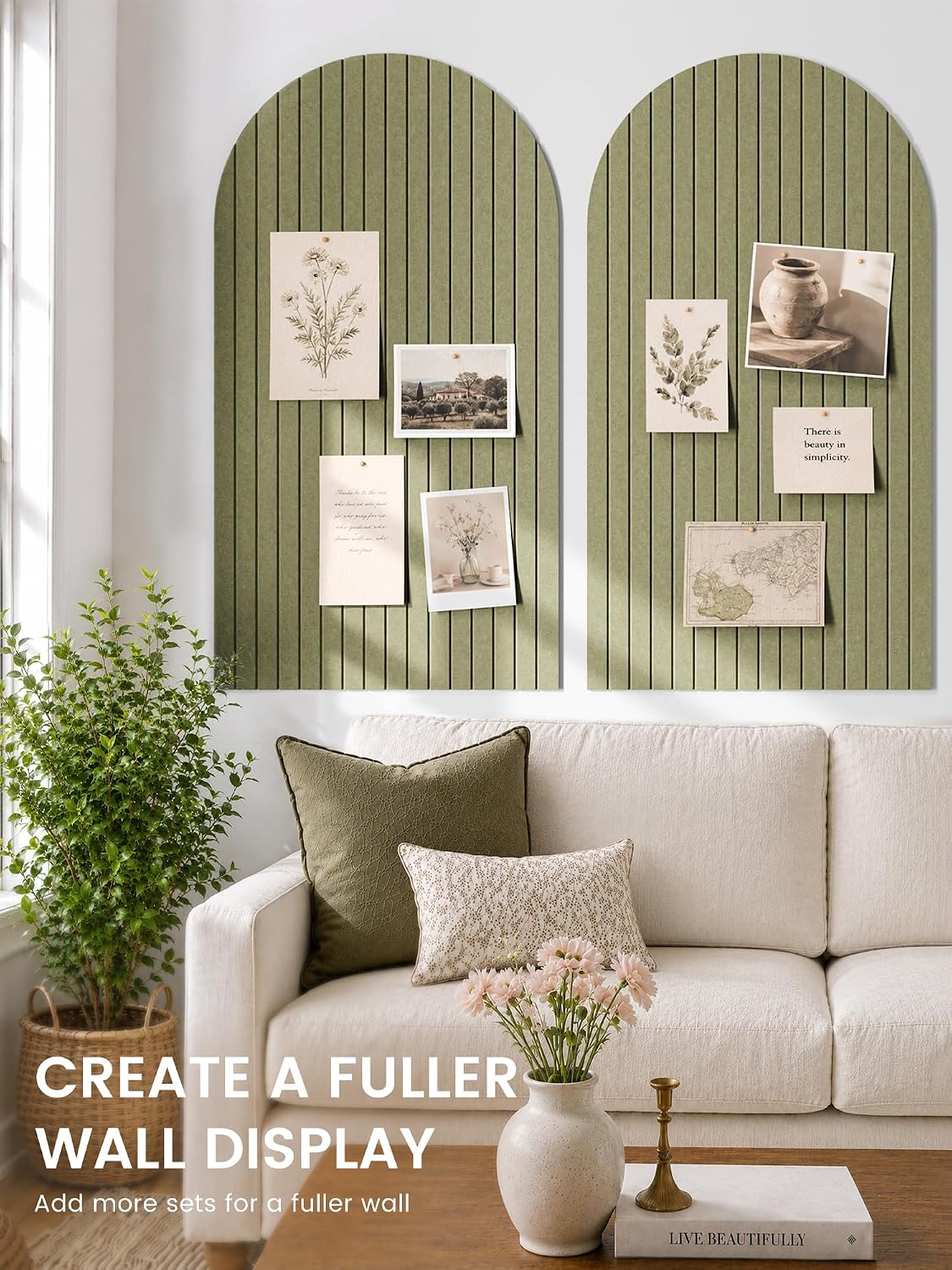 Large Arched Felt Bulletin Board 47.2''×25.5'', Seaweed