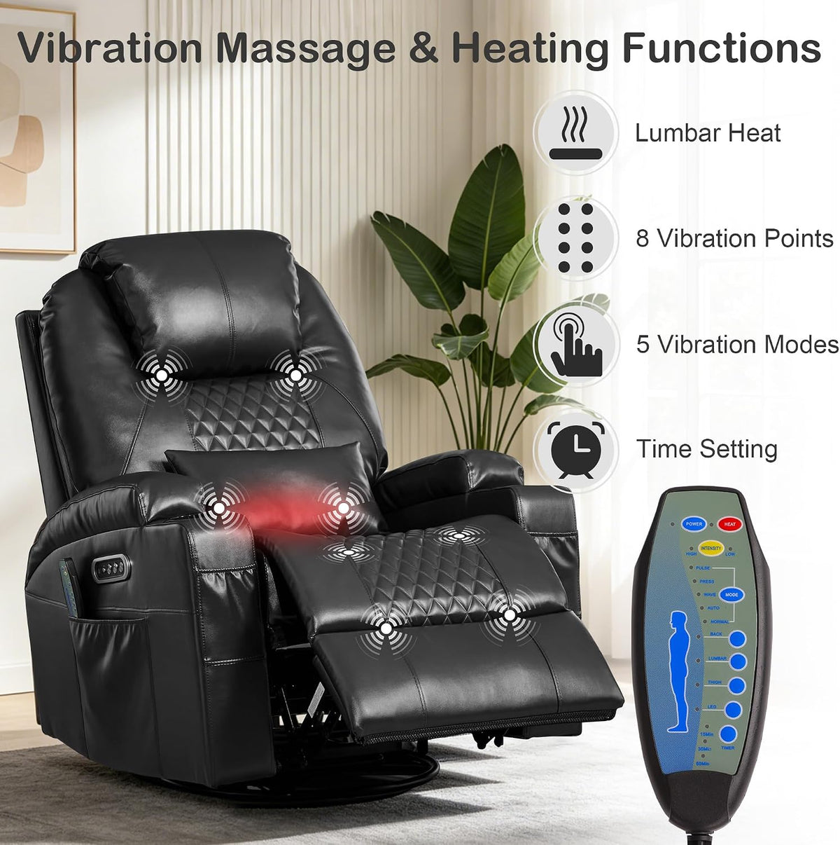Dual‑Motor Adjustable Power Swivel Rocker Recliner Chair
