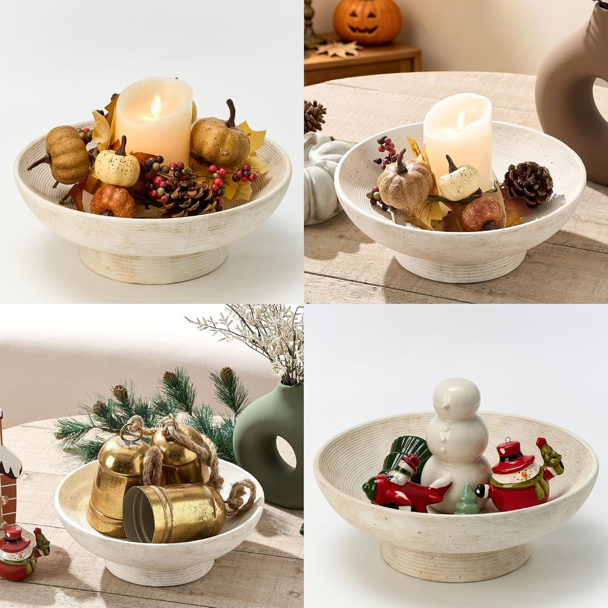 Ceramic Decorative Table Bowl Trays Home Room Decor Farmhouse (11" Rustic)