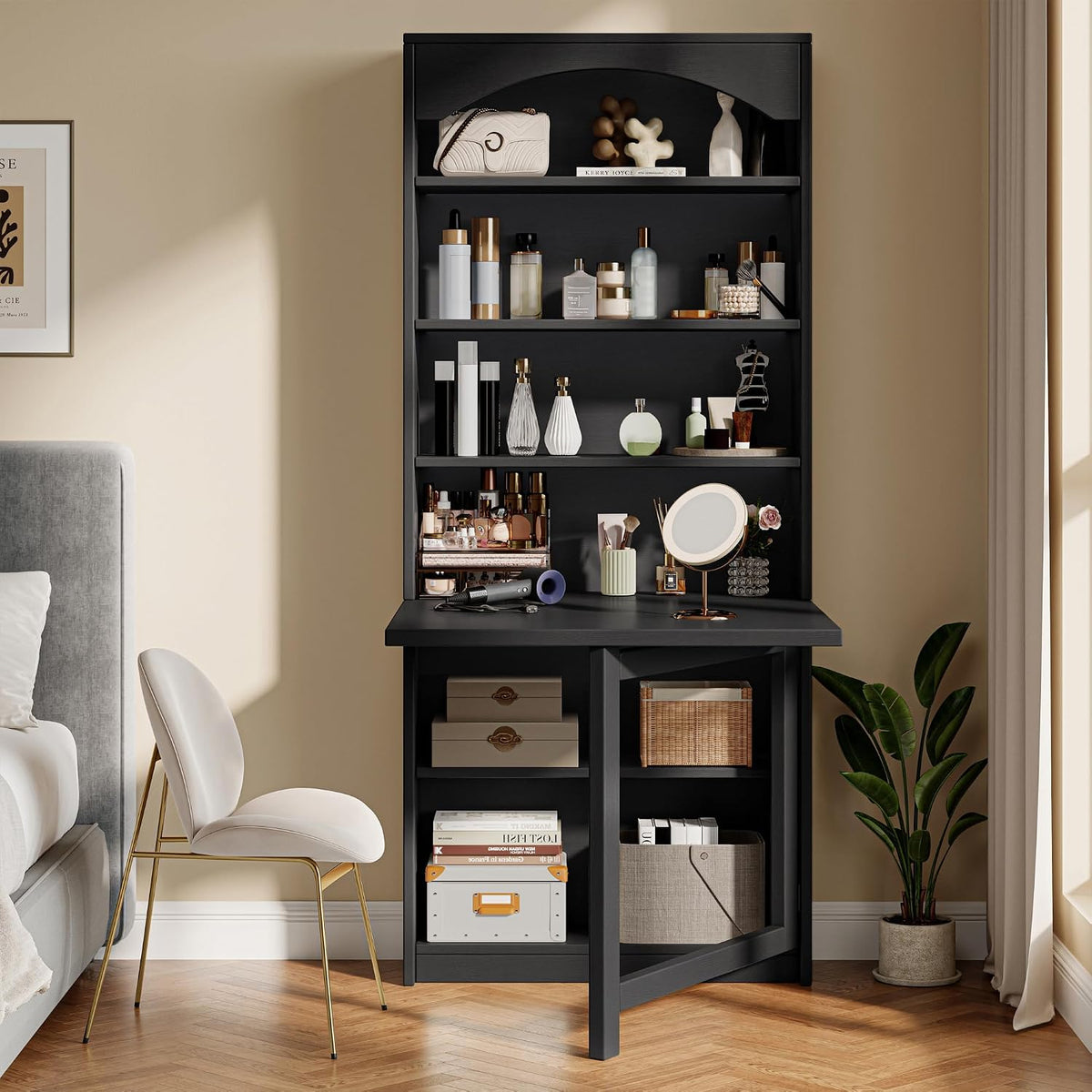 Einhomn Folding Desk with Storage, Space-Saving Foldable Convertible Writing ...