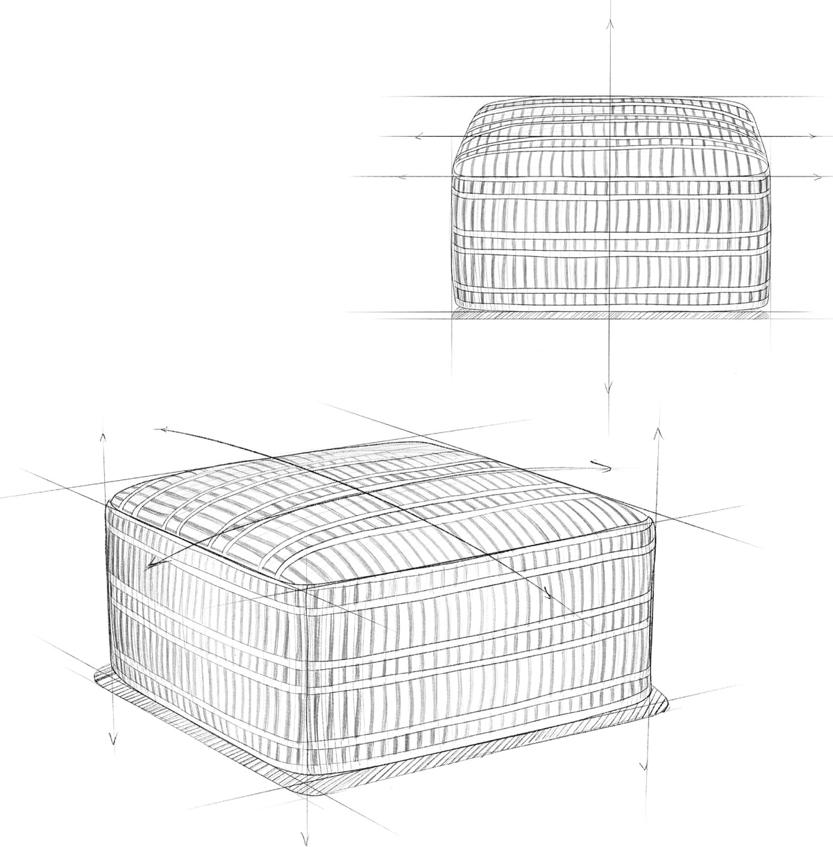 SIMPLIHOME Safford 20" Wide Square Pouf in Natural/White PET Polyester