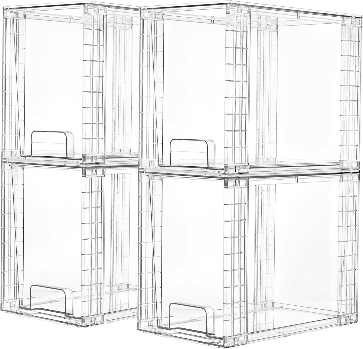 Vtopmart 4 Pack Clear Stackable Storage Drawers,9.7" High Plastic Organi...