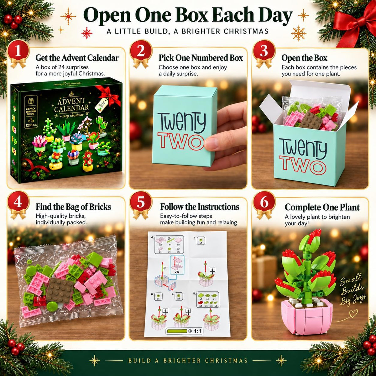 Advent Calendar 2026 Adult Women - 24 Days of Building Blocks Pink