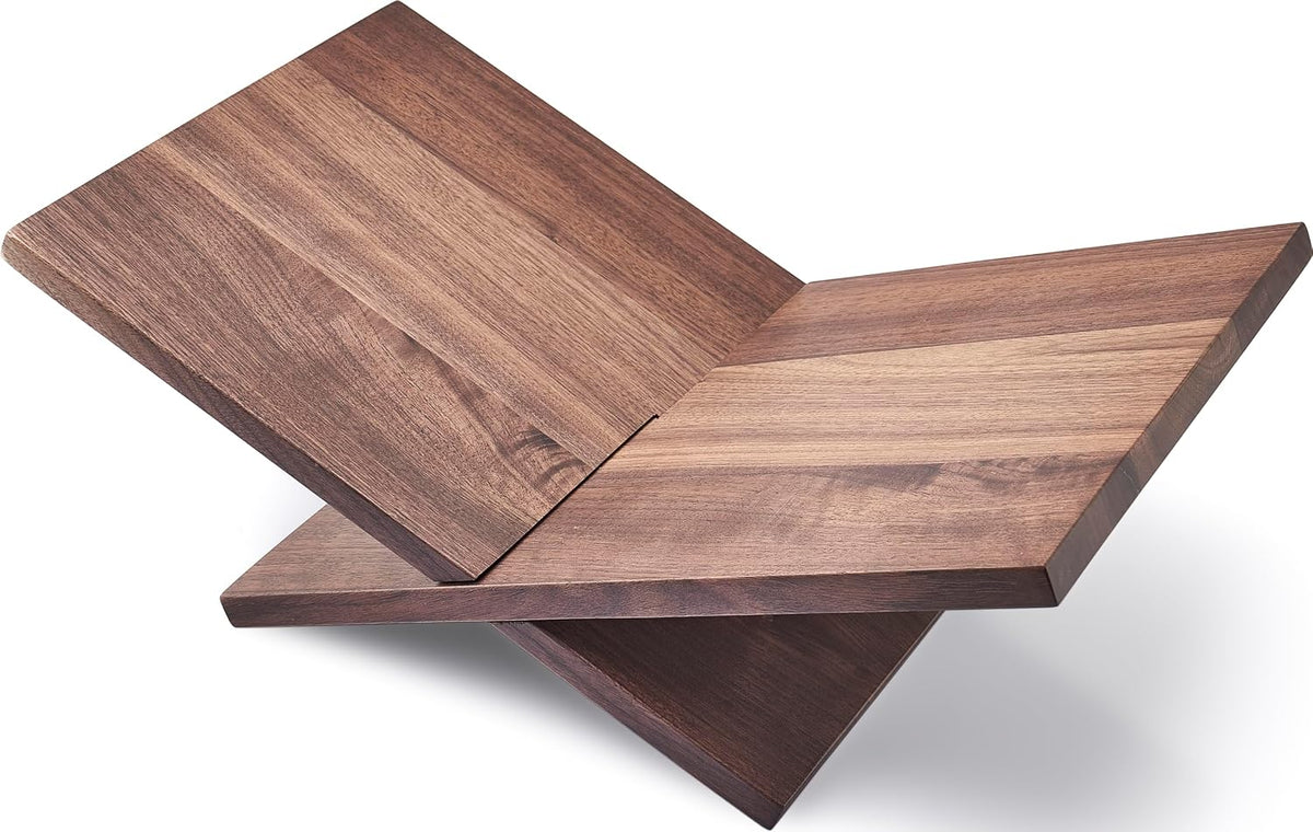 Honygebia Solid Walnut Wood Book Stand, Cross Frame Open Display Holder