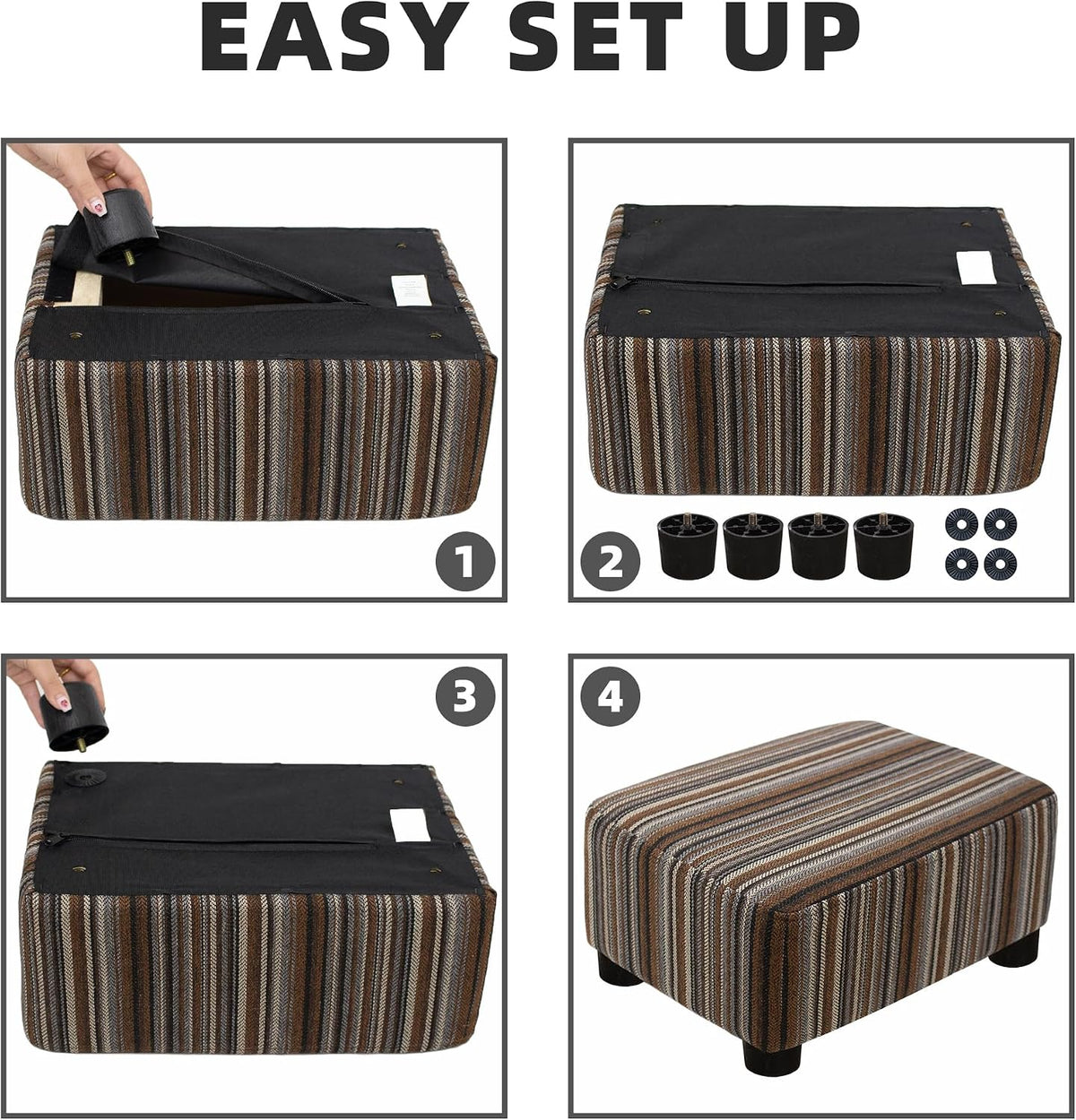 CAROLMADE Small Foot Stool Ottoman Footstool with Legs Under Desk Footrest fo...