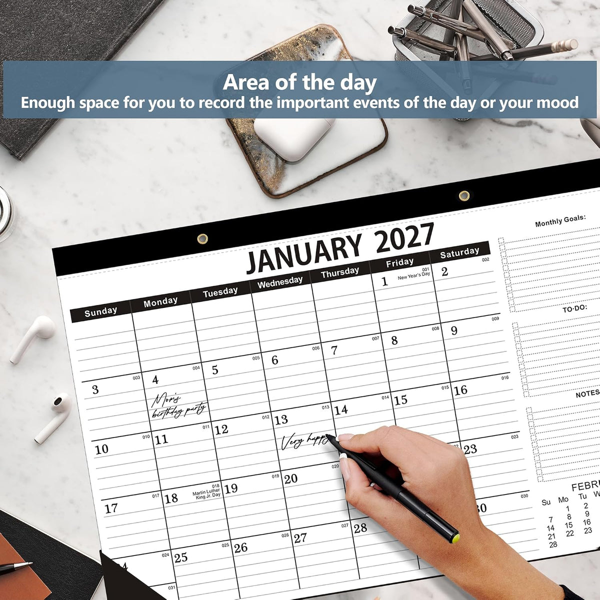 Desk Calendar 2027,January 2027 to June 2028,2027 Desk Calendar 2027-12x17&qu...
