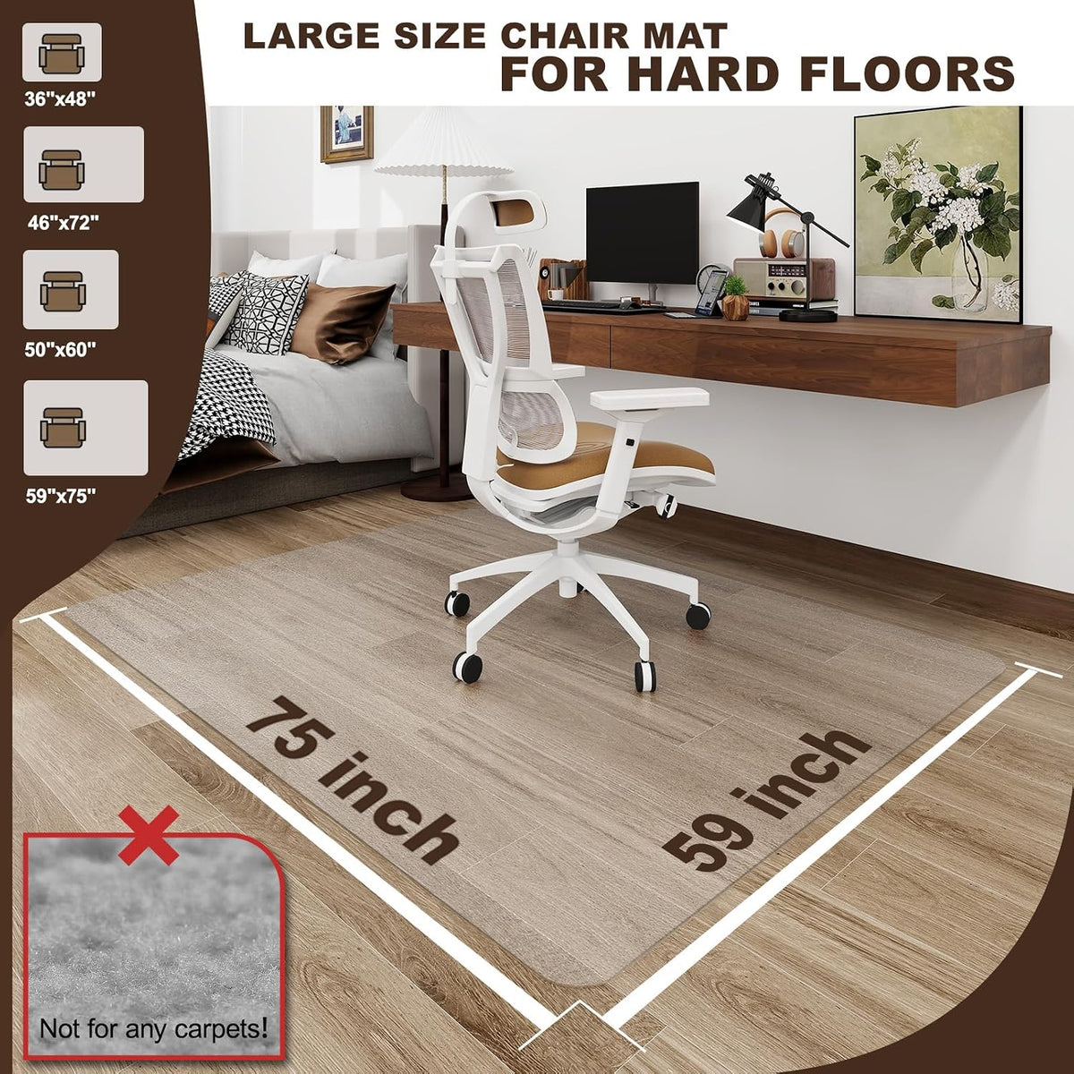 2mm Thicker Clear Office Chair Mat, 36"x48" Rolling Chair Floor Pro...