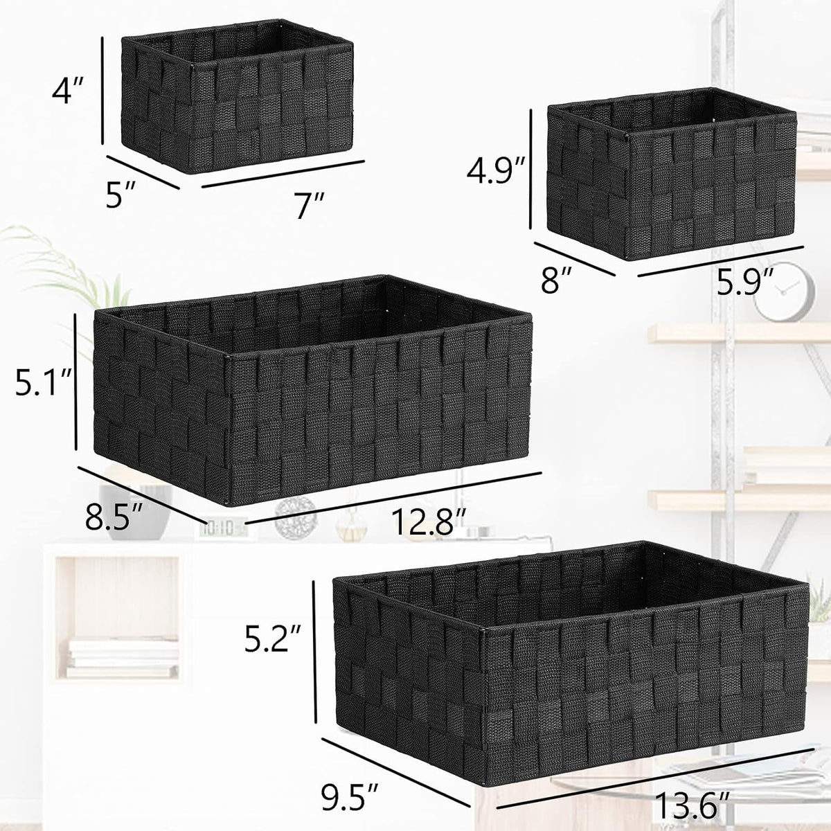 Posprica Woven Storage Baskets for Organizing 6 Pack, Large&Small Storage...