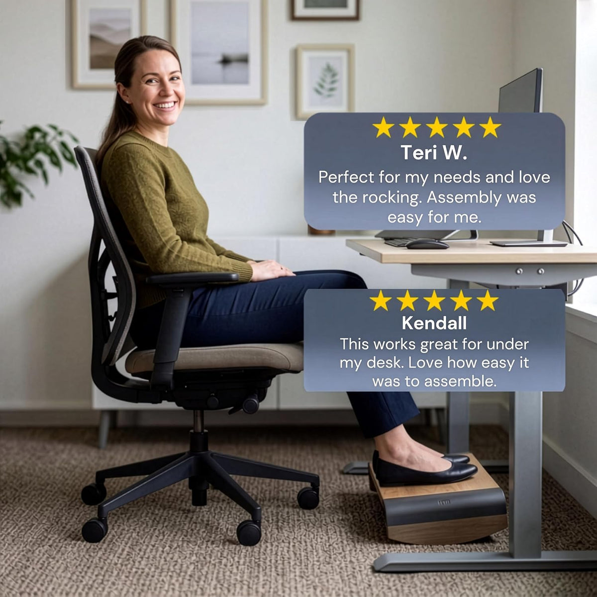 Tiel Ergonomic Wooden Foot Rest for Under Desk