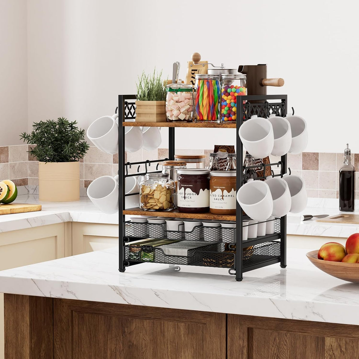 Plaviya Coffee Bar Organizer Coffee Station K Cup Holder for Countertop