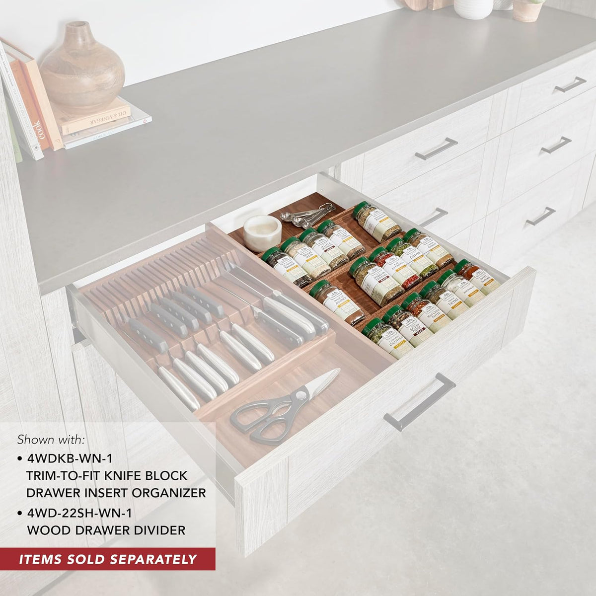 Rev-A-Shelf Trim-to-Custom-Fit Knife Block Drawer Insert Divider Organizer