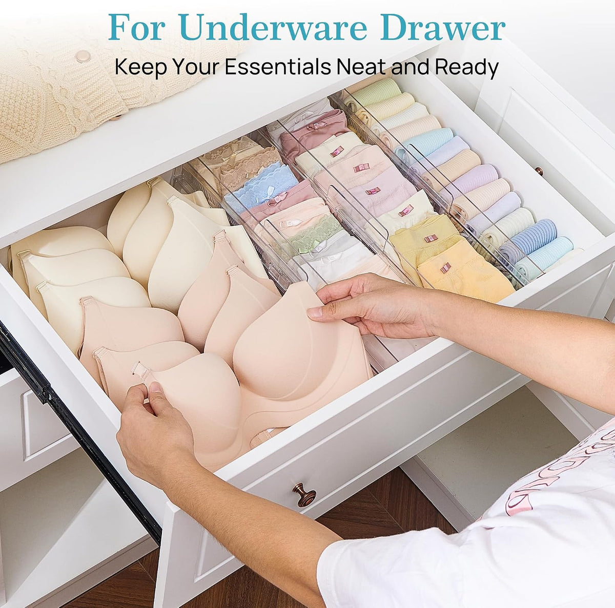Vtopmart 5" High Drawer Dividers for Clothes 14.5"-26" Adjusta...