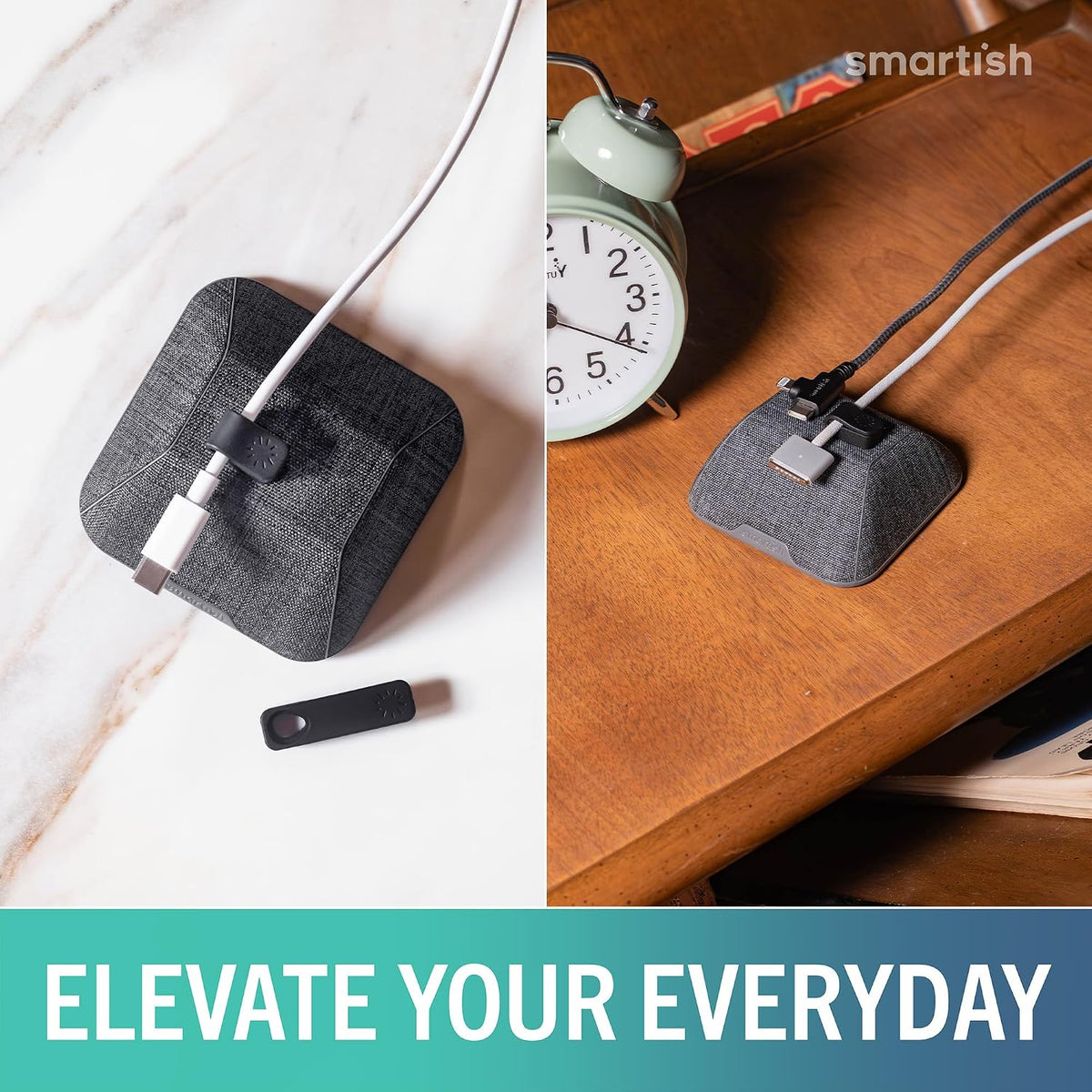 Smartish Magnetic Cord Holder, Cable Wrangler, Nightstand & Desk Organizer