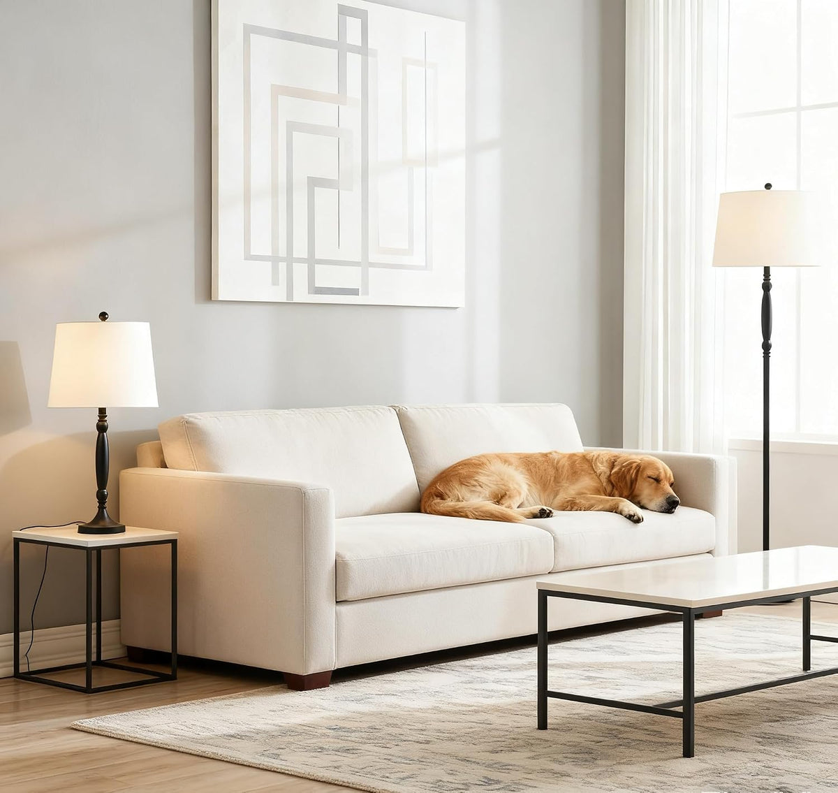 Maxax Lamp Set 3-Piece, Metal 3 Pack Table Lamps and Floor Lamp, Traditional ...