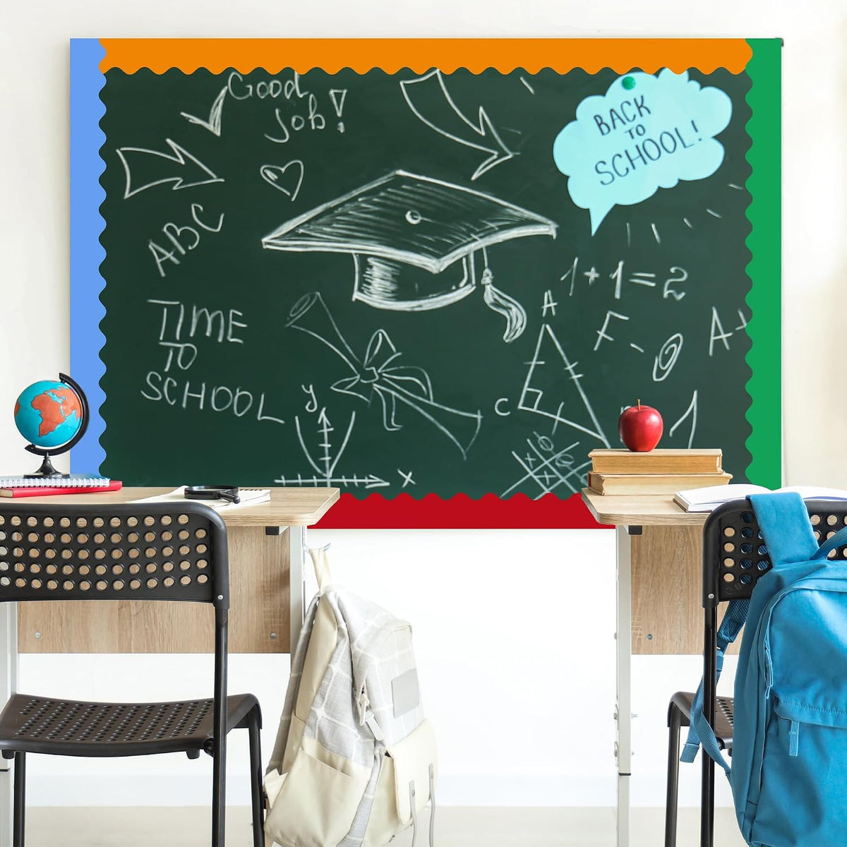 Aodaer 12 Rolls 787.4 Feet Scalloped Bulletin Board Borders Multicolor Classr...