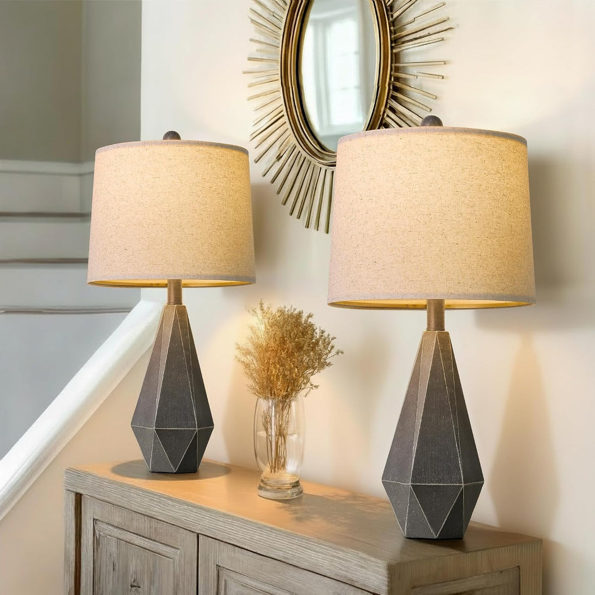 PoKat 23'' Table Lamps Set of 2 for Living Room Bedroom, Farmhouse Be...