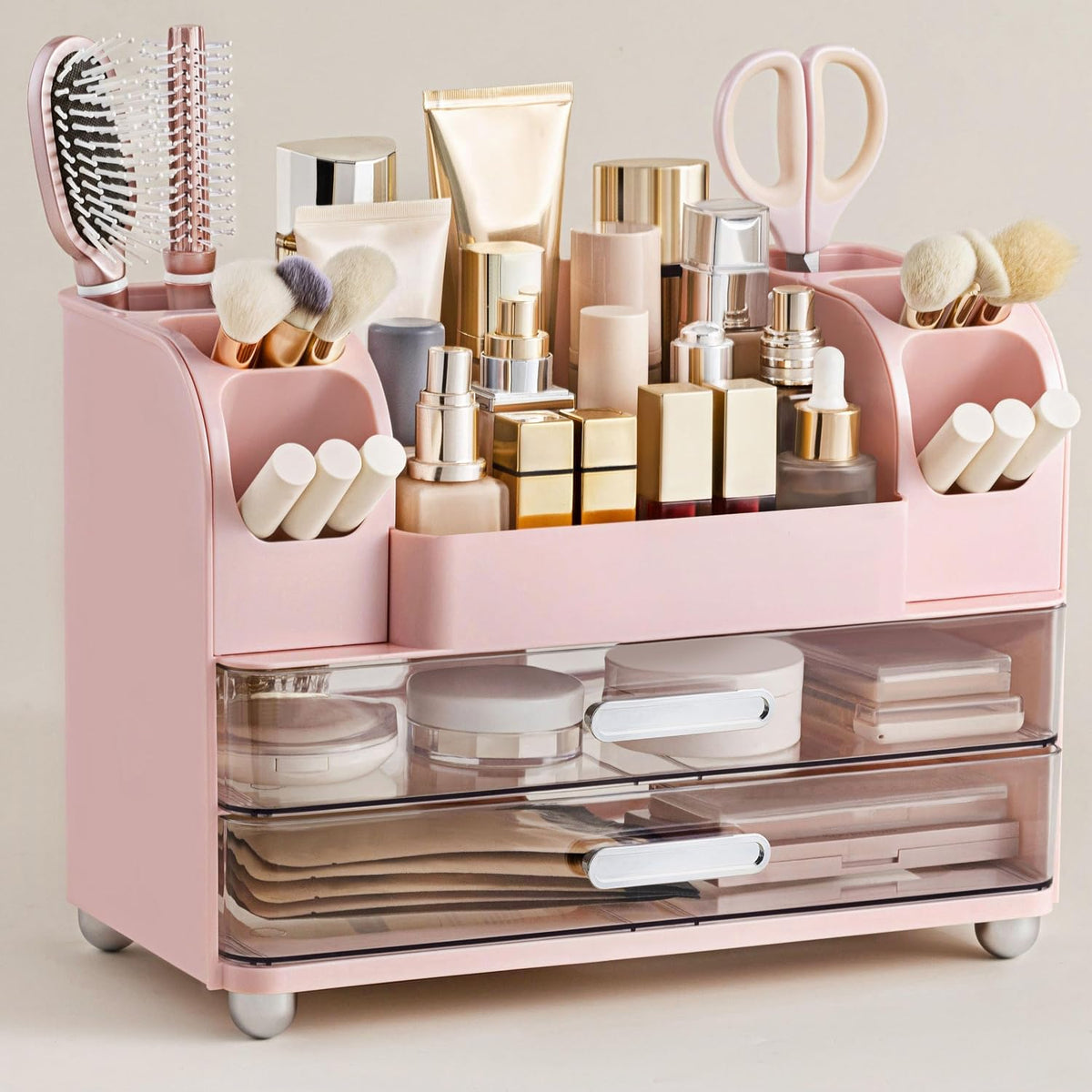 HBlife Makeup Organizer for Vanity with Brush Holder, Large Bathroom Countert...