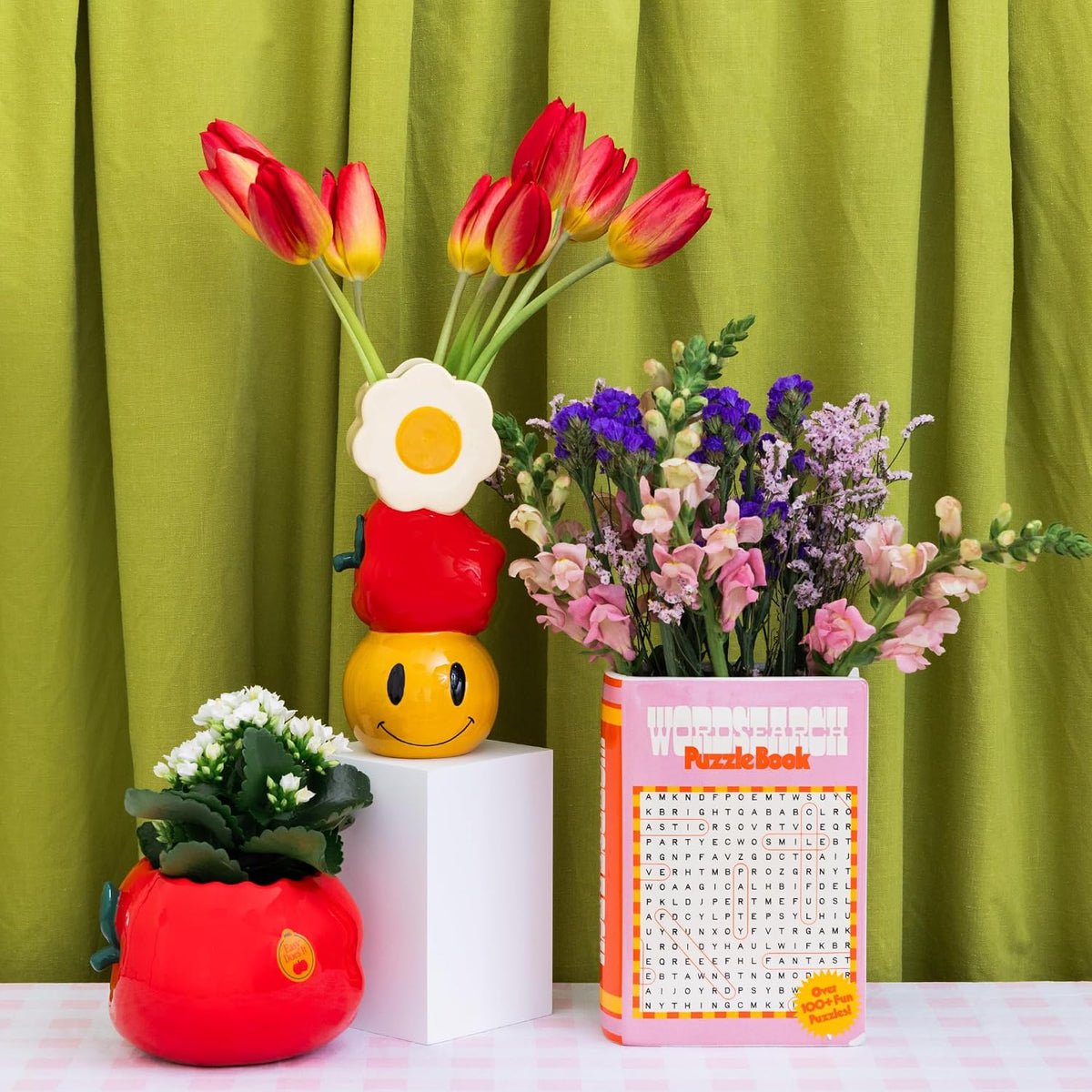 ban.do Ceramic Book-Shaped Vase, Word Search Puzzle