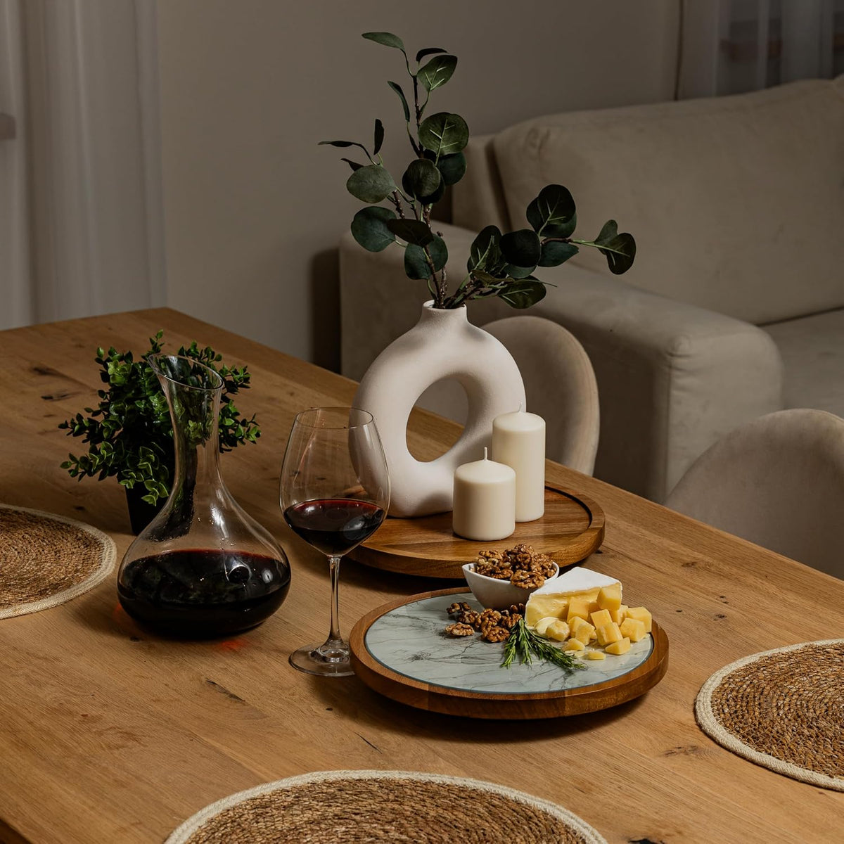 Rickby, 12" Premium Acacia Wood Lazy Susan Turntable for Table Top with ...
