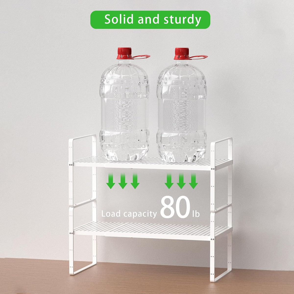Expandable Storage Shelf, Stackable Organizer Rack, White Small 1 PK
