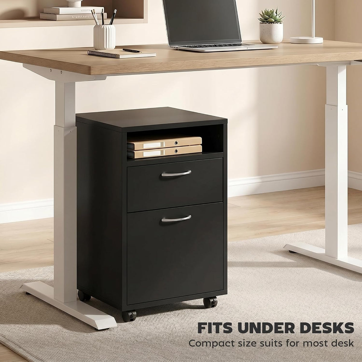 HOMCOM Mobile Storage Cabinet Organizer, Bathroom Drawer Cabinet, Black