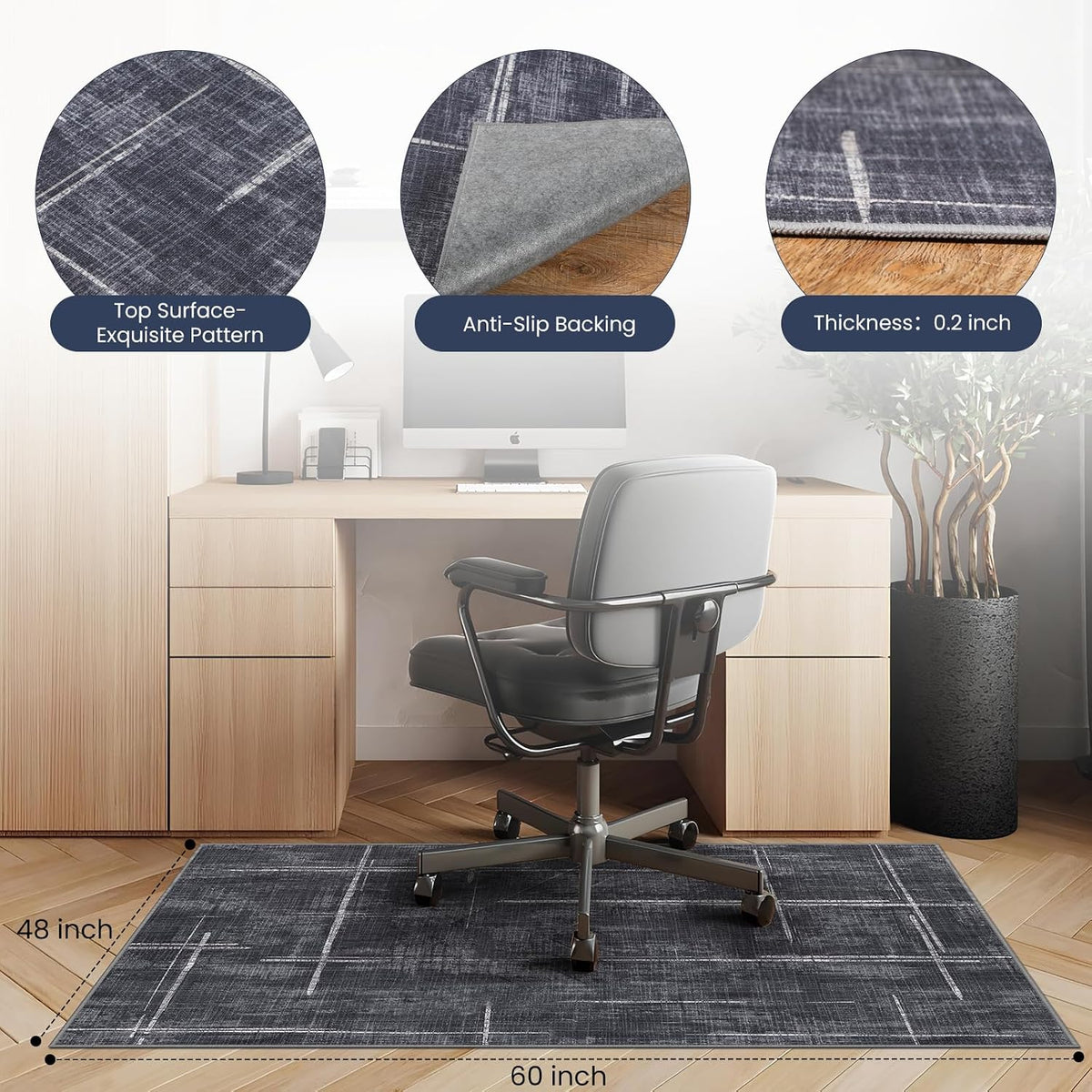 Office Chair Mat for Hardwood Floor&Tile Floor,48"X 60"