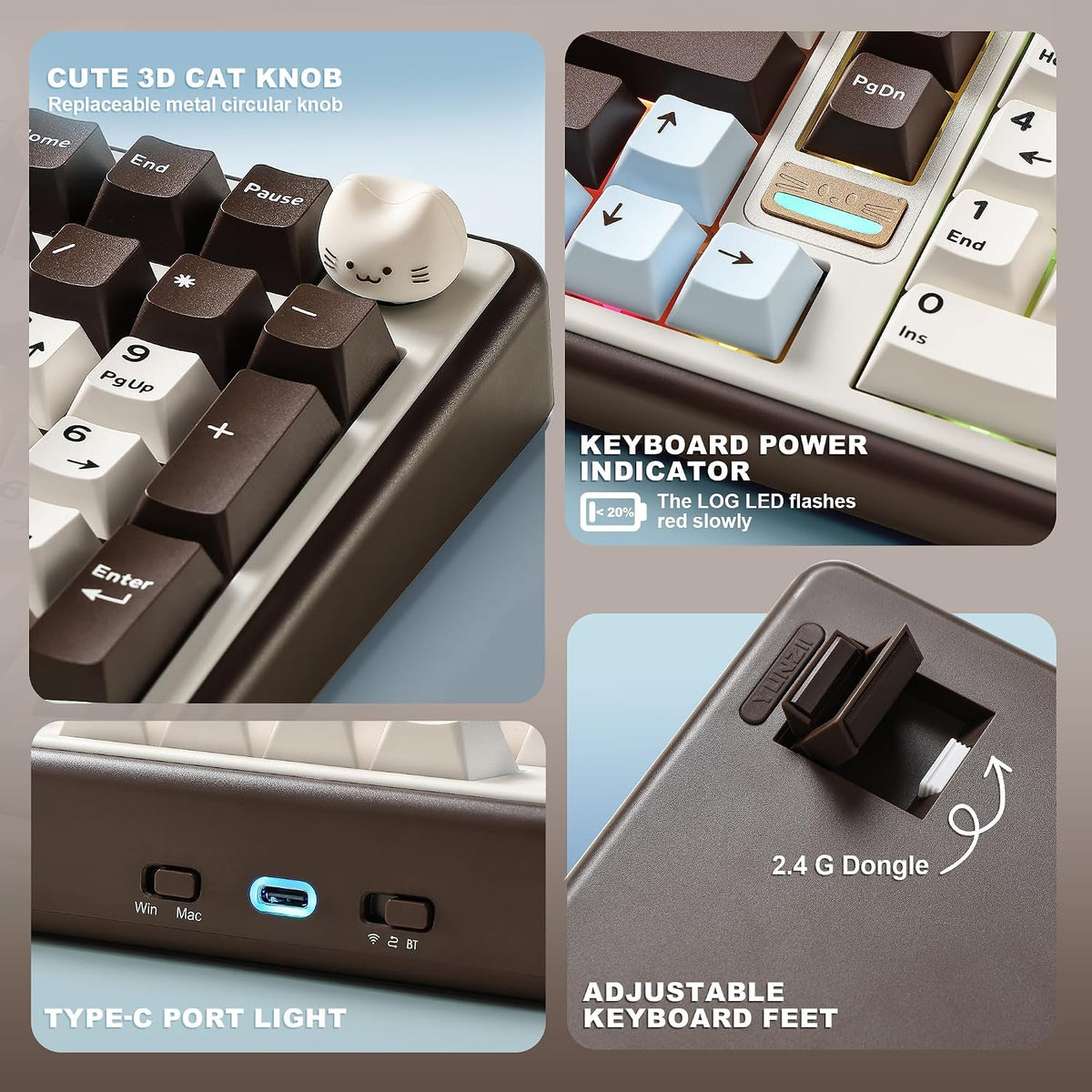 YUNZII B98 PRO 96% Wireless Mechanical Keyboard(Coffee Brown, Milk Switch)